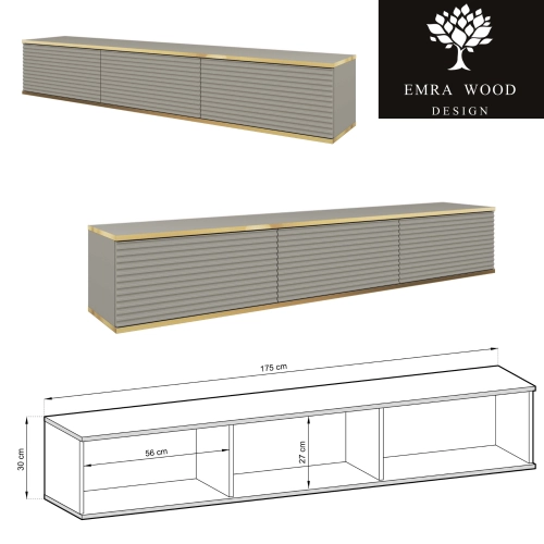 Szafka RTV Szaro - Złota  175 cm MDF